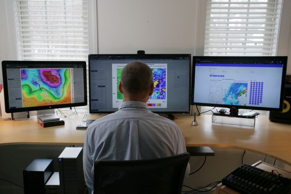 Peter Childs reviews Climavision weather data visuals on computer