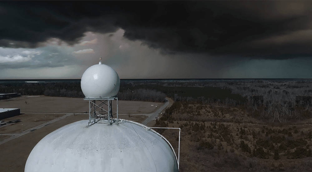 Climavision Radar in front of storms in background