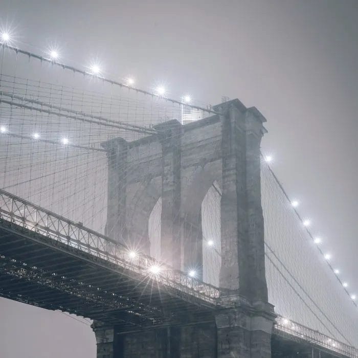 Brooklyn bridge in fog