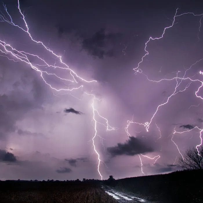 Severe lightning storm