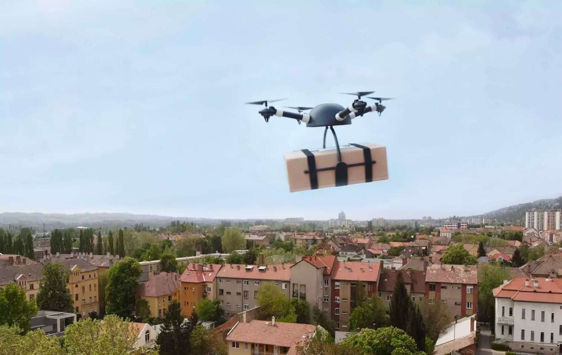 Drone delivering a package